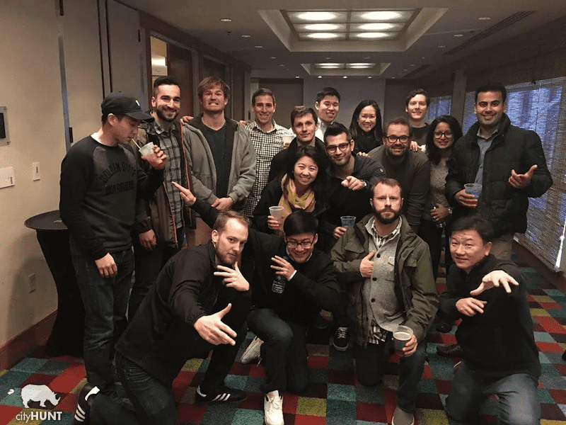 group of cityhunt clients at scavenger hunt event